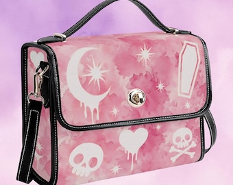 Pastel Goth Satchel Bag for Girls Into Harajuku, Kawaii Goth & Alternative Fashion Aesthetics, Cute Coffin Purse, Gothic Crossbody Bag Gift