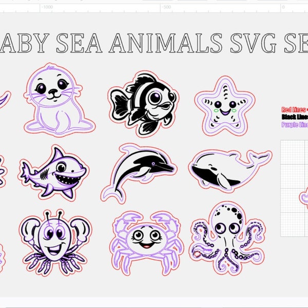 Adorable Baby Sea Animal SVG Set for Laser Cutting - CNC, Nursery Decor, DIY Crafts, and Baby Shower Gifts
