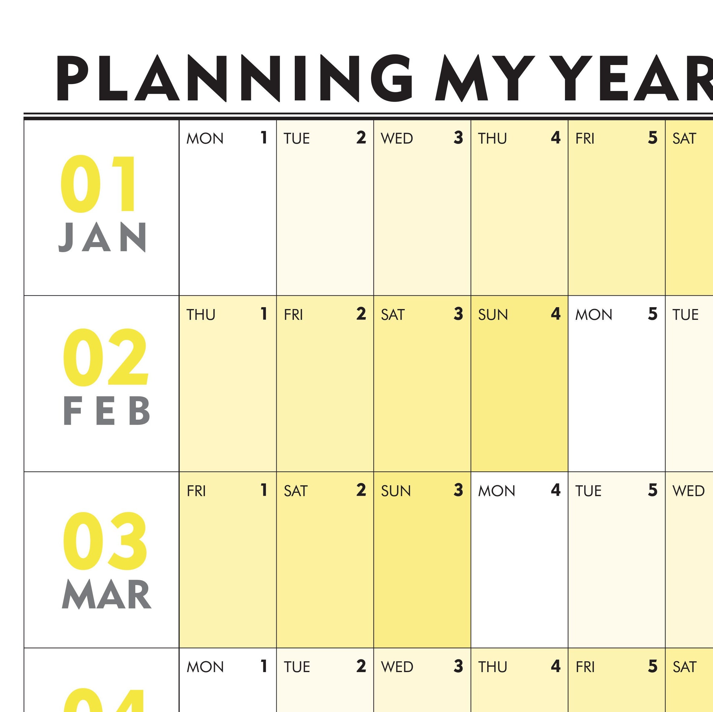 2025 Monochrome Wall Planner / Printable 2025 Wall Calendar / Digital
