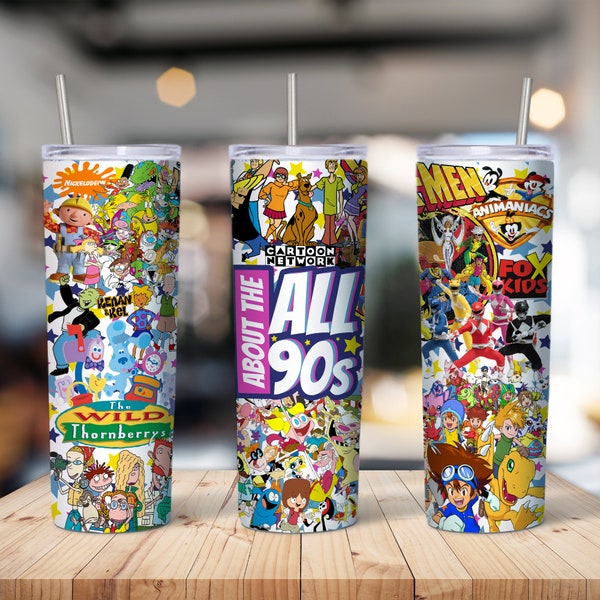 90s Cartoon Shows 20oz Sublimation Tumbler Wrap Design