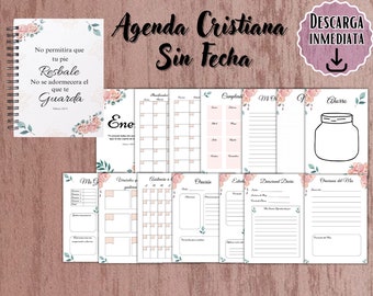 Agenda Cristiana en español,Agenda cristiana sin fecha, Agenda Cristiana Imprimible, Agenda Imprimible, Formato PDF, Agenda Cristiana