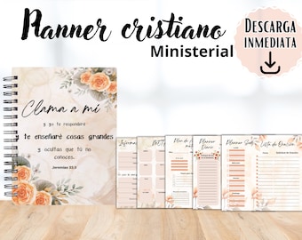 Planner cristiano, Planificador Cristiano sin Fecha en Español, Planner Ministerial, Planificador para Lideres de Iglesia,Notas de Sermón