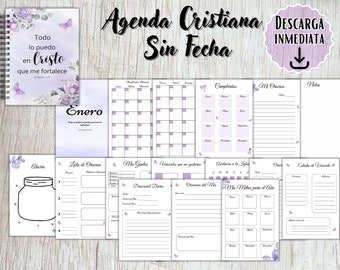 Agenda cristiana sin fecha, Agenda Cristiana en español, Agenda Imprimible, Agenda Cristiana Imprimible, Agenda Cristiana, PDF-Format