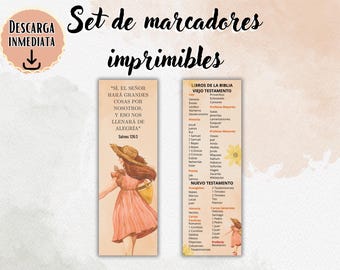 Marcapáginas Antiguo y Nuevo Testamento, Marcapáginas de la Biblia Imprimibles doble cara,Cristiano, Marcapáginas Para mujeres,PDF