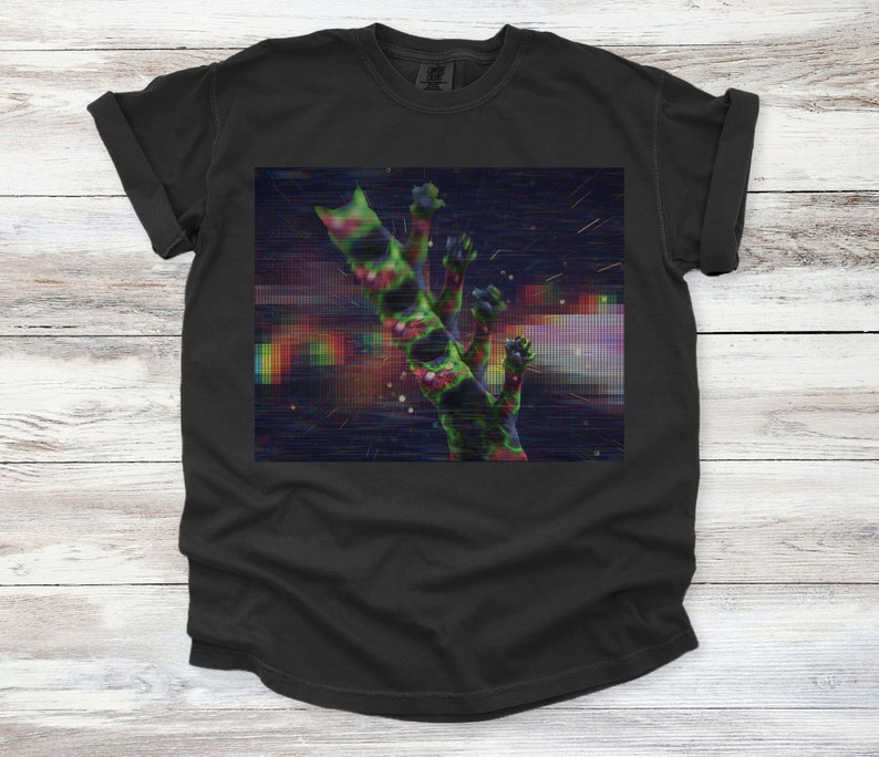 Vaporwave Cat, Psychedelic Weirdcore Cat T-shirt, Alternative Clothing ...