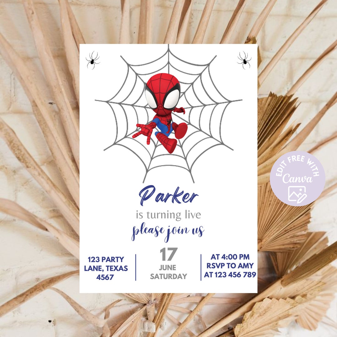 Editable Spidey Invitation, Spidey and His Amazing Friends, Spidey Editable Spidey Invitation, Spidey and His Amazing Friends, Spidey