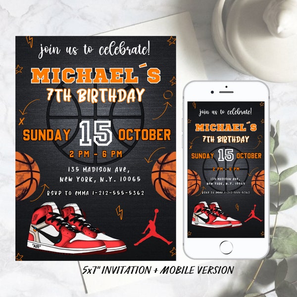 Basketball Invitation Sports Birthday Party, Basketball Birthday Invitation Basket Invite Printable Editable Template Instant Download Canva