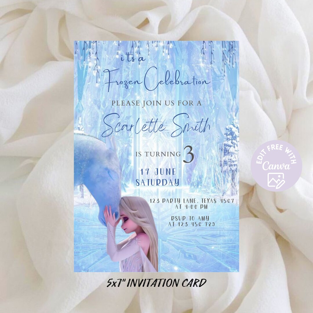Editable Frozen Birthday Invitation Template, Princess Elsa Girl Evite