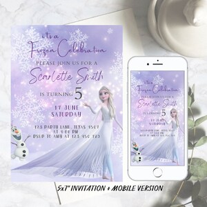 Editable Frozen Birthday Invitation Template, Princess Elsa Girl Evite, Digital Birthday Party Invite for Girls, Printable Instant Download