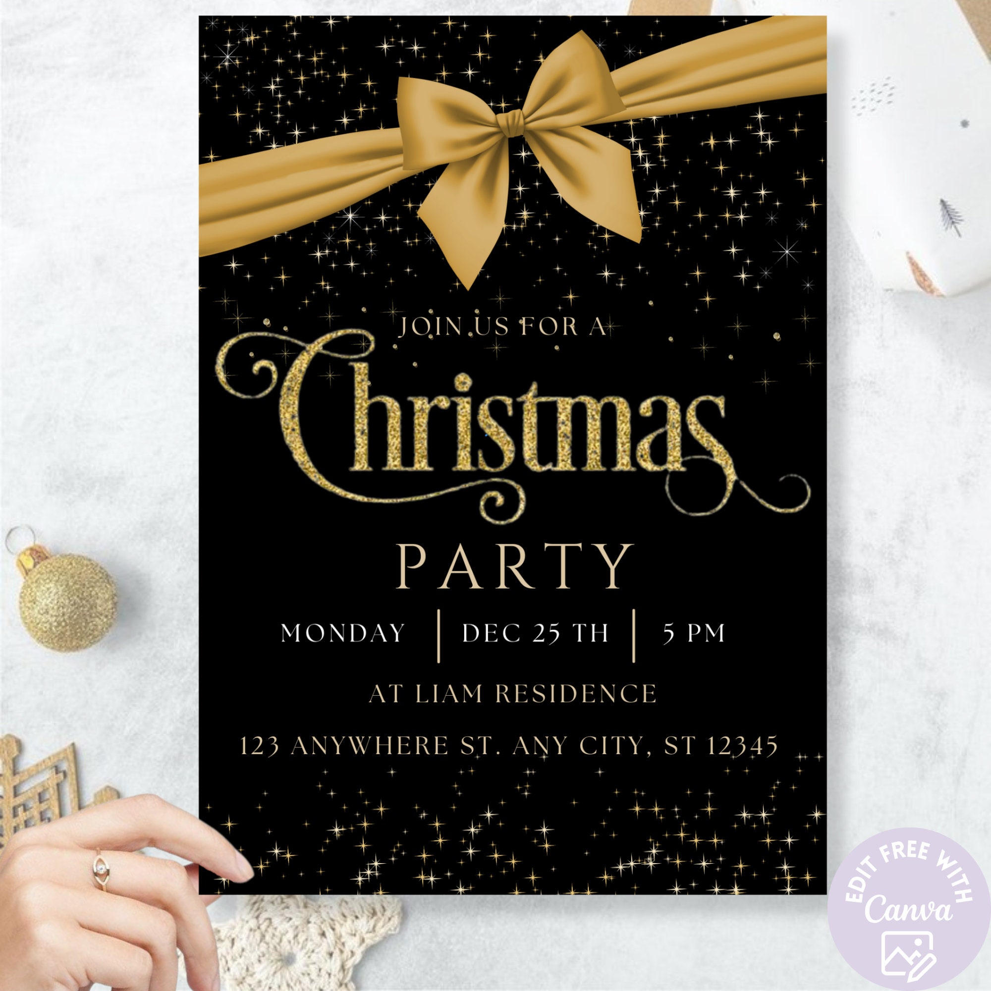 Editable Christmas Party Invitation, Christmas Party Invitation ...