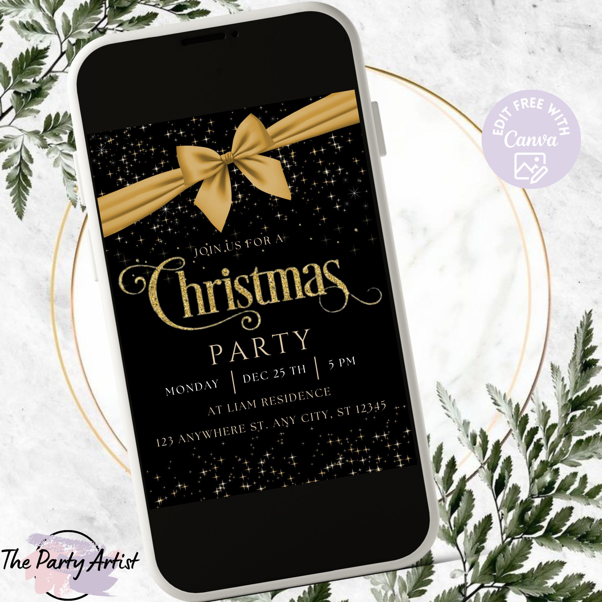 Editable Christmas Party Invitation, Christmas Party Invitation ...