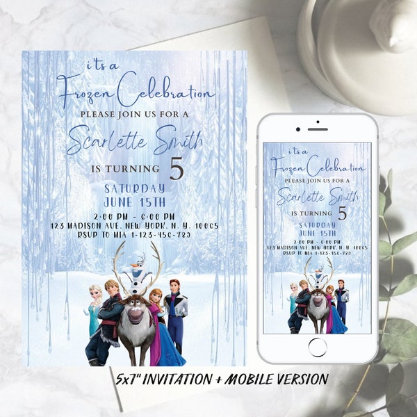 FROZEN Birthday Invitation Template ELSA ANNA Invitation Winter Snow Birthday, Princess Elsa, Editable Instant Download Frozen Invite