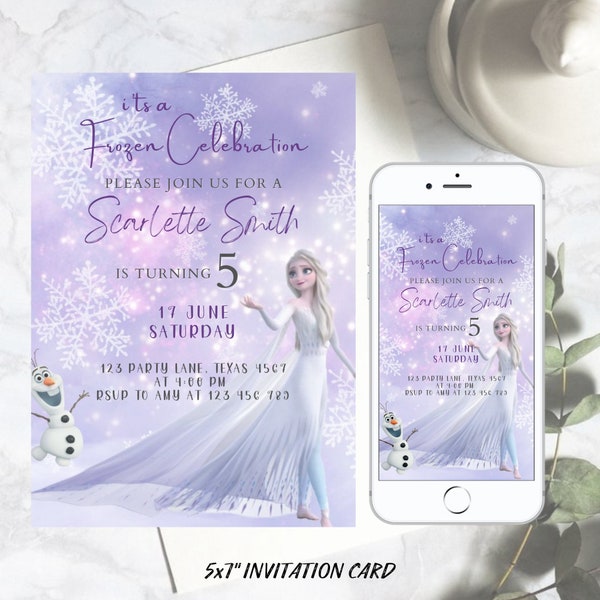 Editable Frozen Birthday Invitation Template, Princess Elsa Girl Evite, Digital Birthday Party Invite for Girls, Printable Instant Download