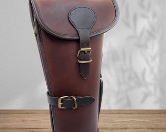 Handmade Leather Shotgun Case, Fleece Lined, Brass Buckles
