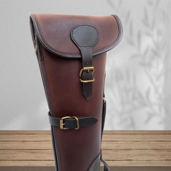 Handmade Leather Shotgun Case, Fleece Lined, Brass Buckles