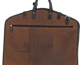Handmade Leather Suit Carrier, Personalized Travel Garment Bag