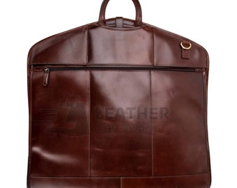 Personalized Leather Suit Carrier, Foldable Garment Bag, Handmade