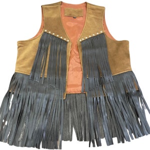 Women&#39;s Western Fringe Vest, Suede Fringe Vest, Cowgirl Clothing, Leather Vest,Western Vest womens, Vintage Fringed Suede Vest, Handmade
