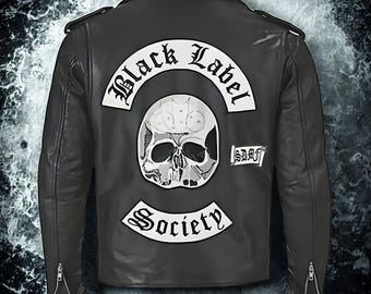 Black Leather Biker Jacket – Skull Patch, Gothic Rider Style