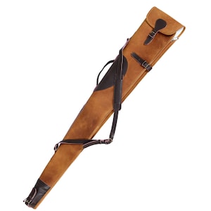 Leather Shotgun Slip Case for Hunting, thick brown shotgun case, rifle case, gift for hunters, personalization Barrel case, Handmade