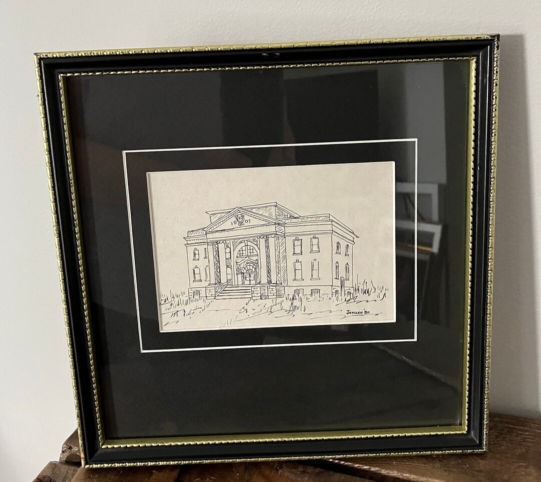 Framed Drawing, Picture, Signed by Artist Janzen, of the Wetaskiwin