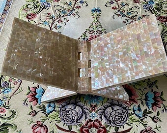 Soporte para libros - Auténtico soporte para el Corán con mosaico de nácar para exhibir libros abiertos