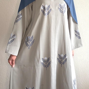 Olive Green Abaya with Hijab - Embroidered Abaya for Women - Floral Summer Abaya Dress