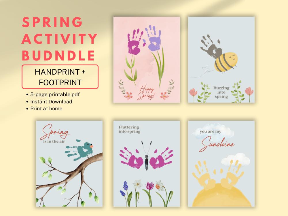 Spring Handprint Footprint Art Activity Bundle for Kids Baby Toddler ...
