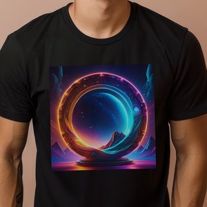 Mountain Space Portal shirt / AI designs / alternate universe / other dimension tee / time travel tshirt / unisex / gifts for him / nerdy