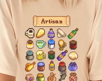Stardew Valley Handwerker T-Shirt / Farm Sim / RPG / Gemütliches Gaming / Geschenke für Gamer / Stardew Produkte Icons / Basteln Kochen / Pixel Art PC Spiel