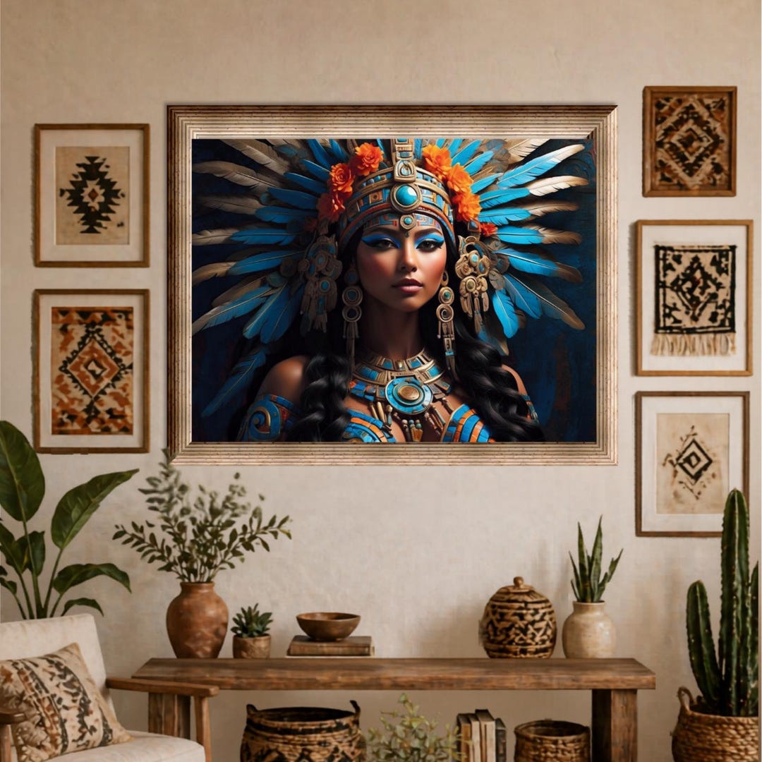 Aztec Moon Goddess Wall Art: Mayan Decor (digital Download) - Etsy