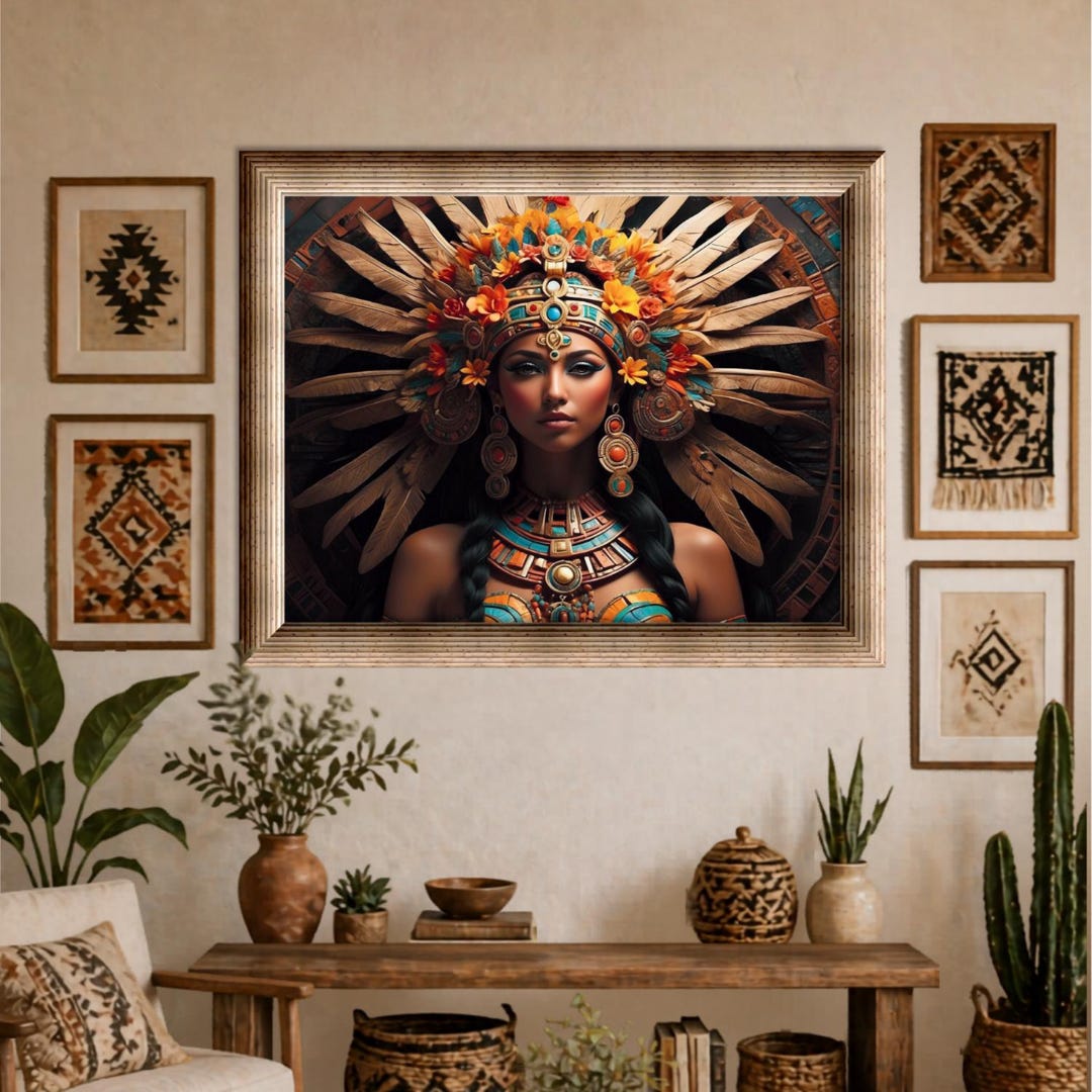 Aztec Sun Goddess Art Print: Living Room Office Decor (digital Download ...