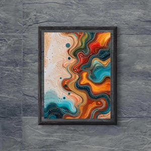 Australian Dot Art, Printable Wall Art, Digital Download, Aboriginal Art, Home Decor, Print and Frame, Indigenous Art