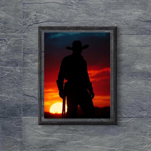 Western Cowboy Silhouette Art Print: Ranch Decor (Digital Download)