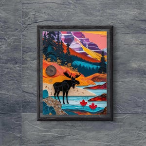 Canada Moose Landscape Art Print: Canadian Home Decor (Digital Download)