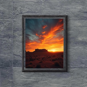 Western Sunset Oil Painting: Ranch Style Wall Art (Digital Download)
