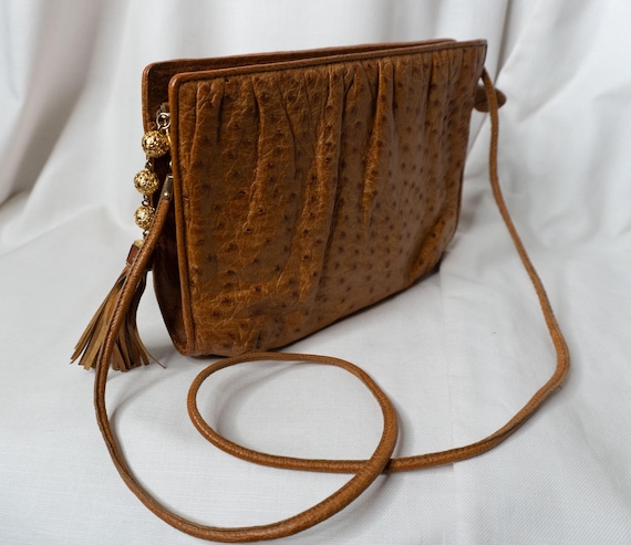 Vintage C.Diomedi Roma Ostrich Leather Crossbody | Early 1980s Italian Luxury