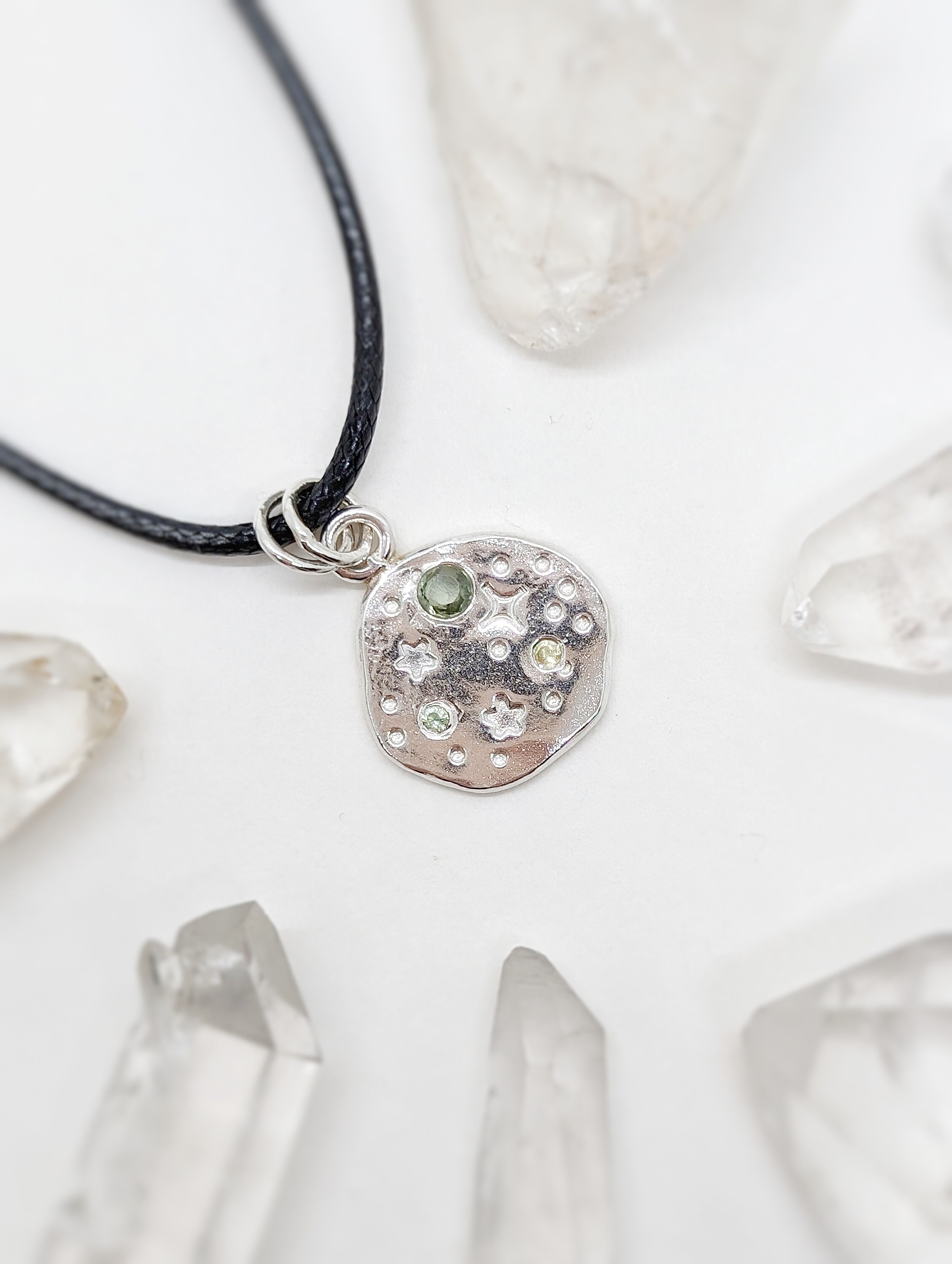 Cosmic Green Sapphire Silver Necklace