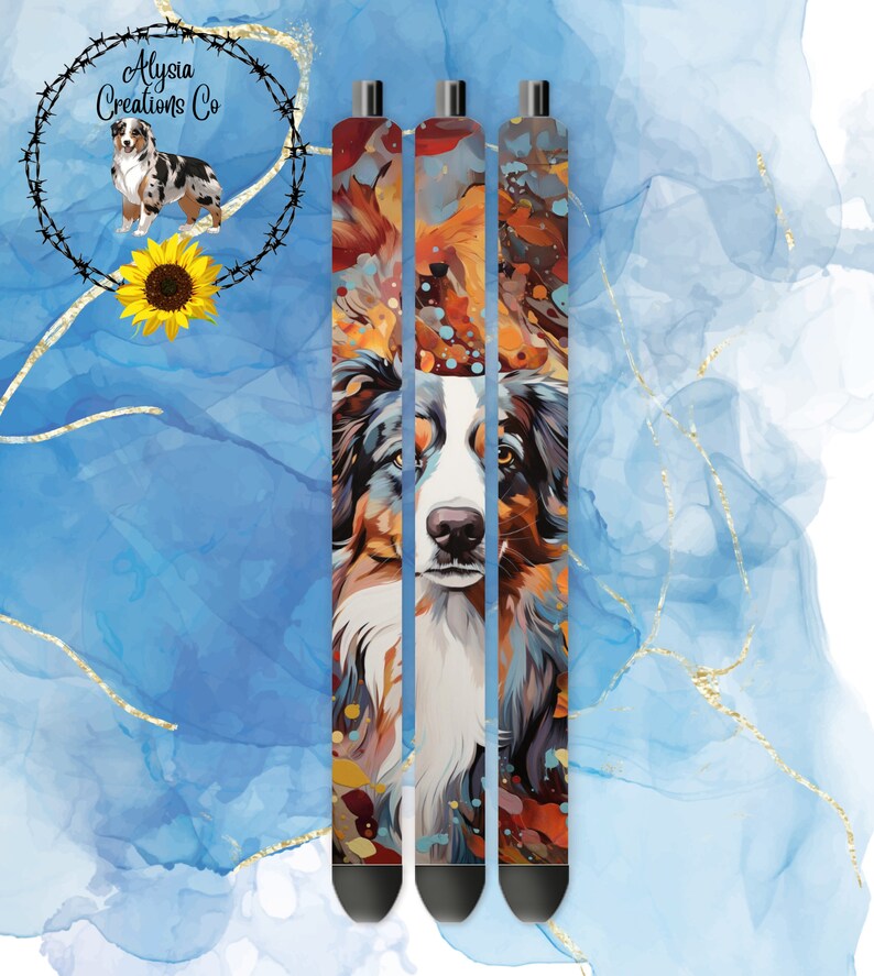 Colorful Australian Shepherd Pen Wraps Etsy