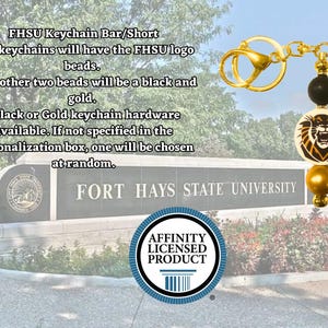 FHSU Beaded Keychain, Fort Hays State University, Hays Tigers, Staff Gift, Student Gift, Faculty Gift, Fan Gift, Tiger Keychain Keychain Bar/Short