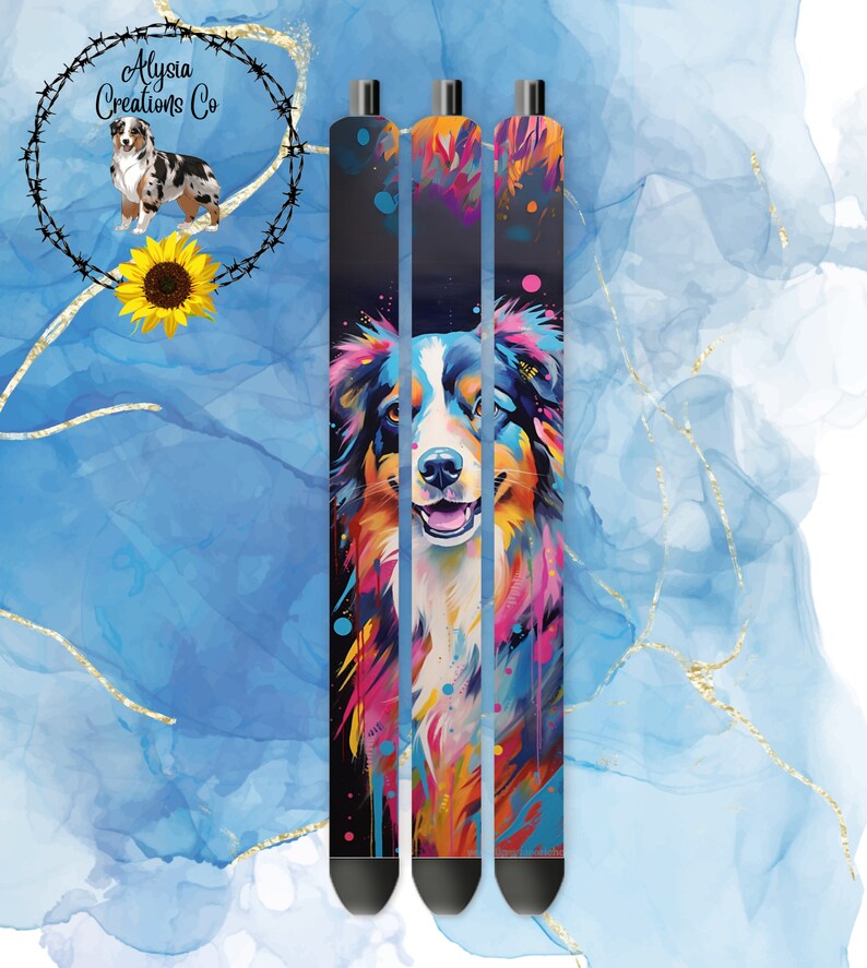 Colorful Australian Shepherd Pen Wraps Etsy