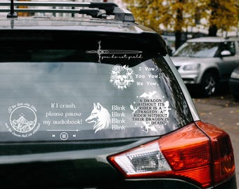 Book Girly Decals, Car Decal, Laptop Decal, ACOTAR, Fourth Wing, Throne of Glass