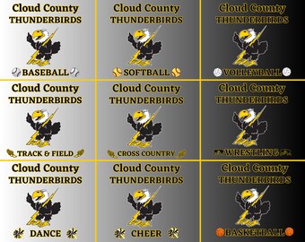 Cloud County Community College Apparel, Tshirt, Sweatshirt, Thunderbirds, Concordia, KS, Staff Gift, Student Gift, Athlete Gift, Fan Gift