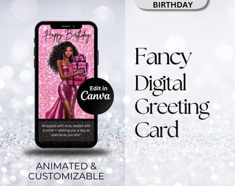 Buon compleanno Pretty in Pink Sparkle Biglietto di auguri digitale animato personalizzabile