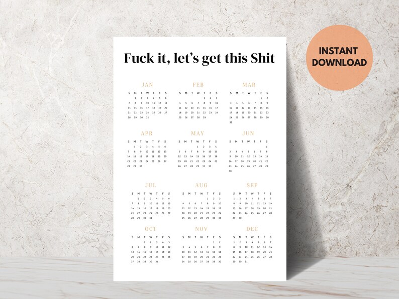 Printable Calendar 2024 Funny Calendar Download Minimalist Portrait Printable Calendar 2024 Funny Calendar Download Minimalist Portrait