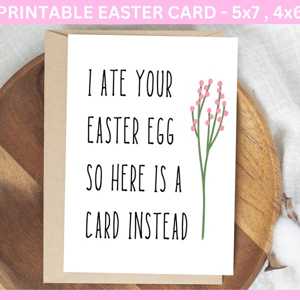 Carte de Pâques imprimable - carte de Pâques drôle - carte de Pâques numérique - 4 x 6