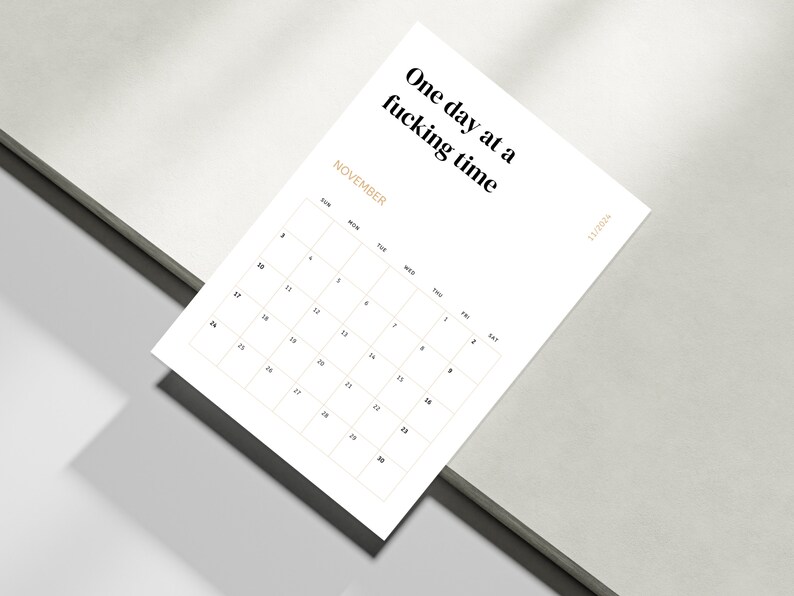 Printable Calendar 2024 Funny Calendar Download Minimalist Portrait