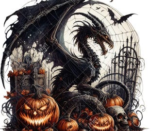 ドラゴンの頭蓋骨10個のクリップアート、ハロウィーンPNG、不気味な