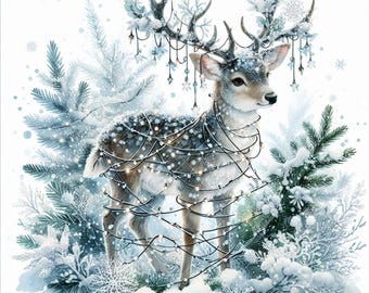 Verschneite Waldtiere Clipart Bundle, Winter Wald Tiere JPG, süße Wildtiere Kunst, Weihnachten Printables, Urlaub Clip Art, Instant Download
