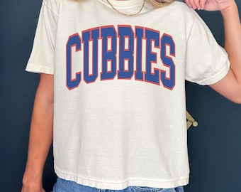 Vintage Chicago Baseball Cropped Shirt Cubs Baseball Tshirt Retro T-Shirt Gift for Chicago Fan Boston Cubbies Gift Comfort Colors Crop Top